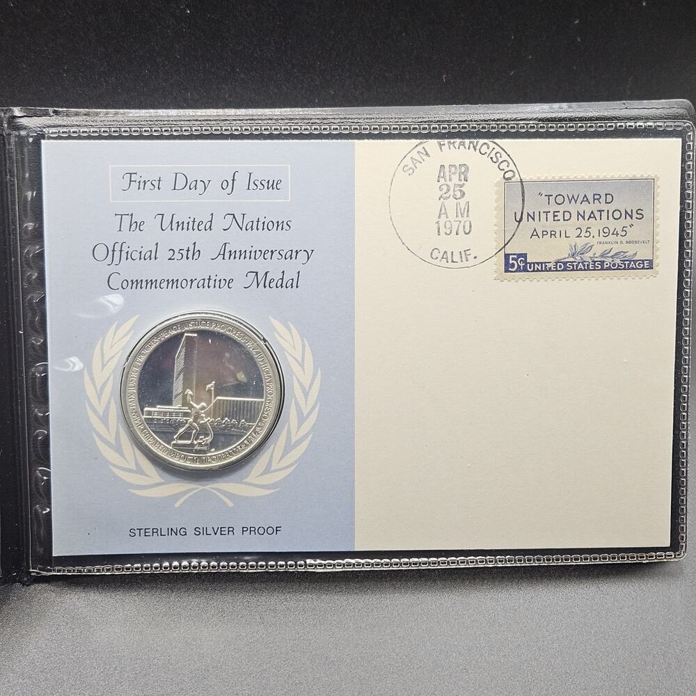 1970 Franklin Mint United Nations 25th Anniversary Sterling Silver Proof FDC